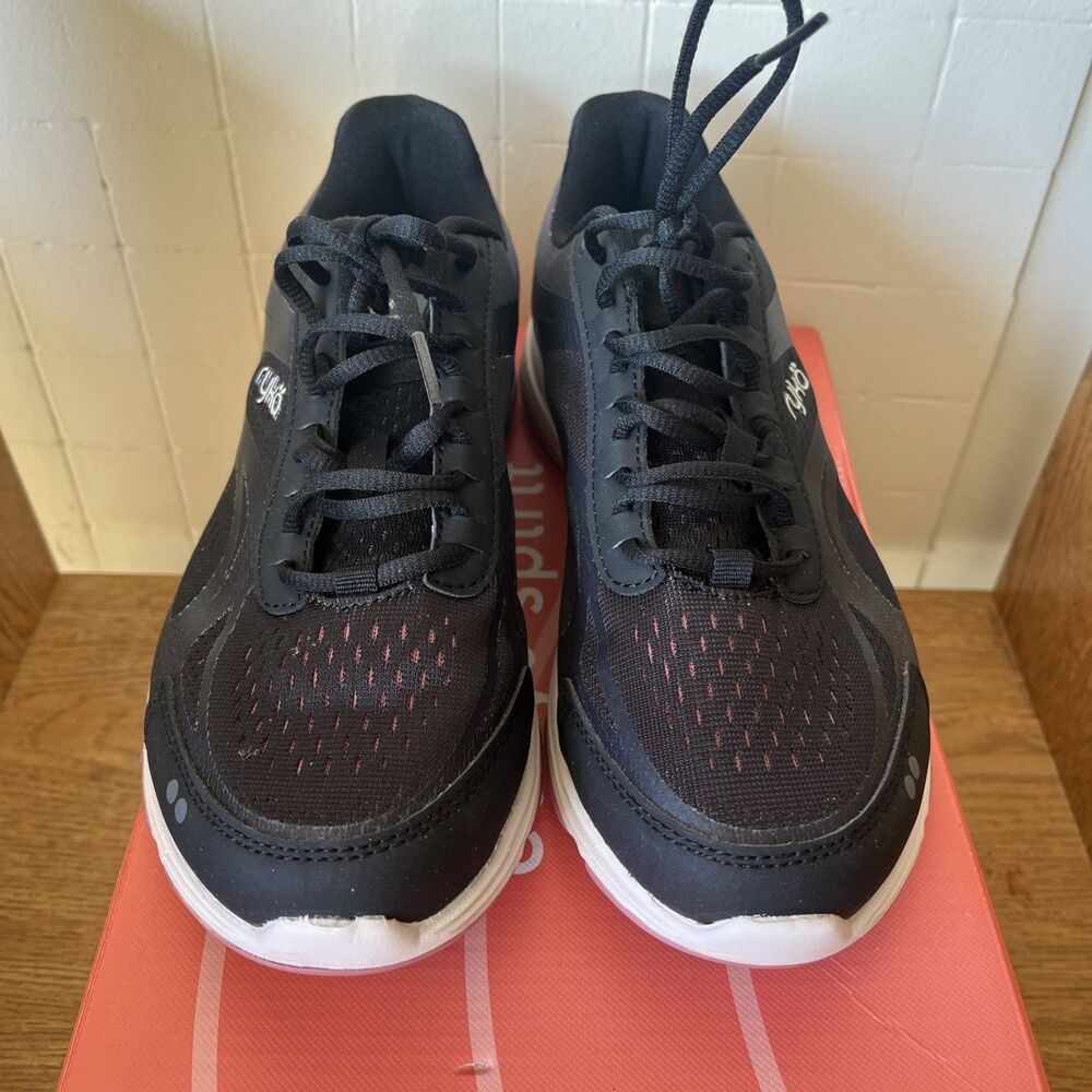 Easy Spirit Sneaker 8W Black Lace Up Maxine 2 Emove Walking Athletic Train NWB